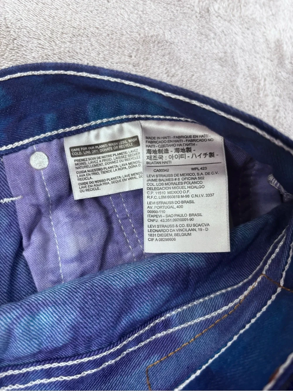 Levi’s 501 Original Fit Jeans Blue Marble Wash Button Fly Men’s 36x34